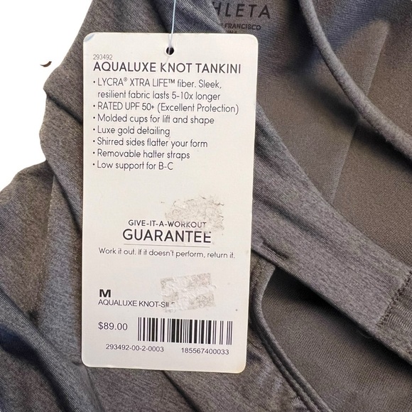 Athleta - NWT Knot Bow Swim Beach Tankini Lined Ruched Padded HalterTop Sz M - Picture 8 of 9